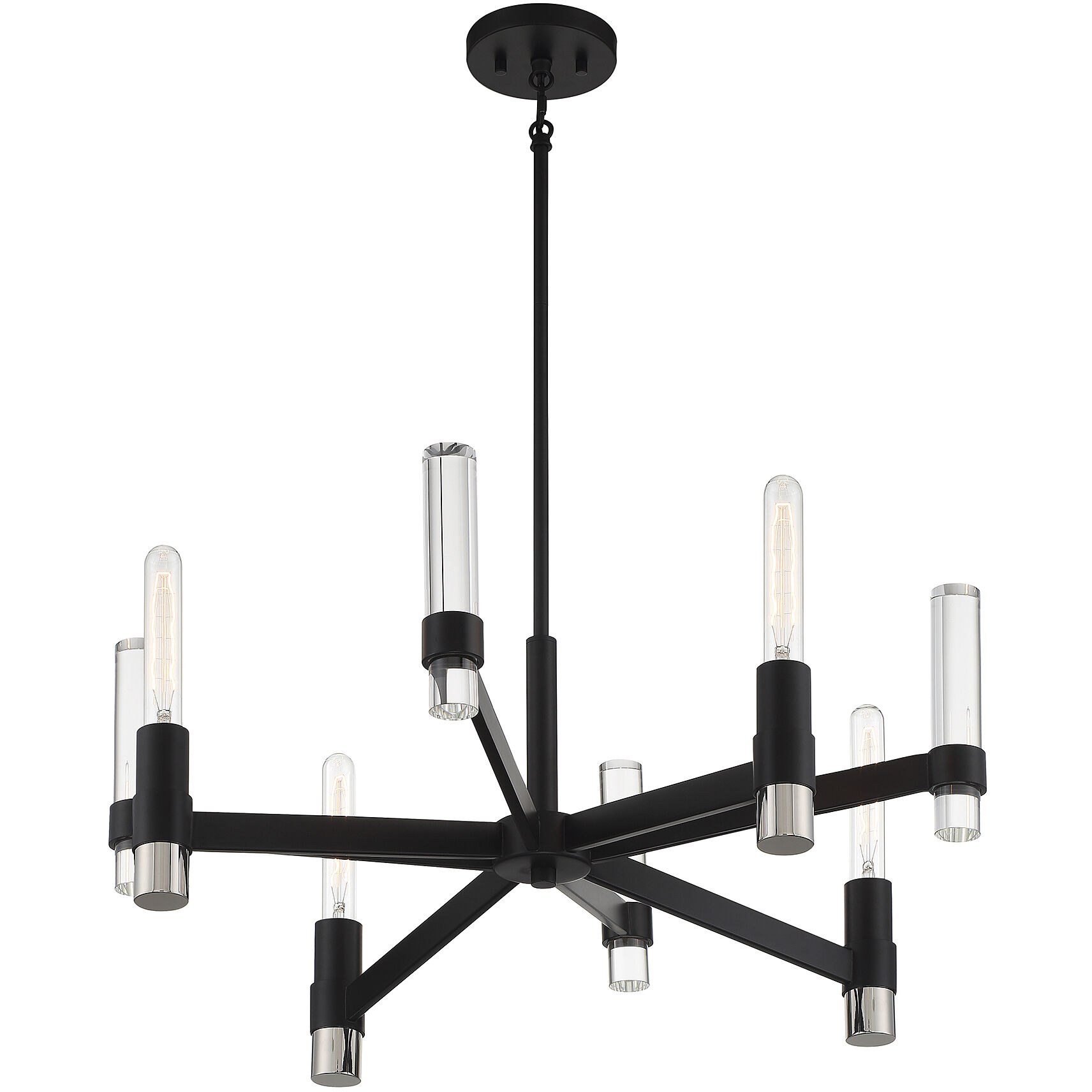 Windamere 4 Light 28 inch Textured Black with Polished Nickel Chandelier Ceiling Light
