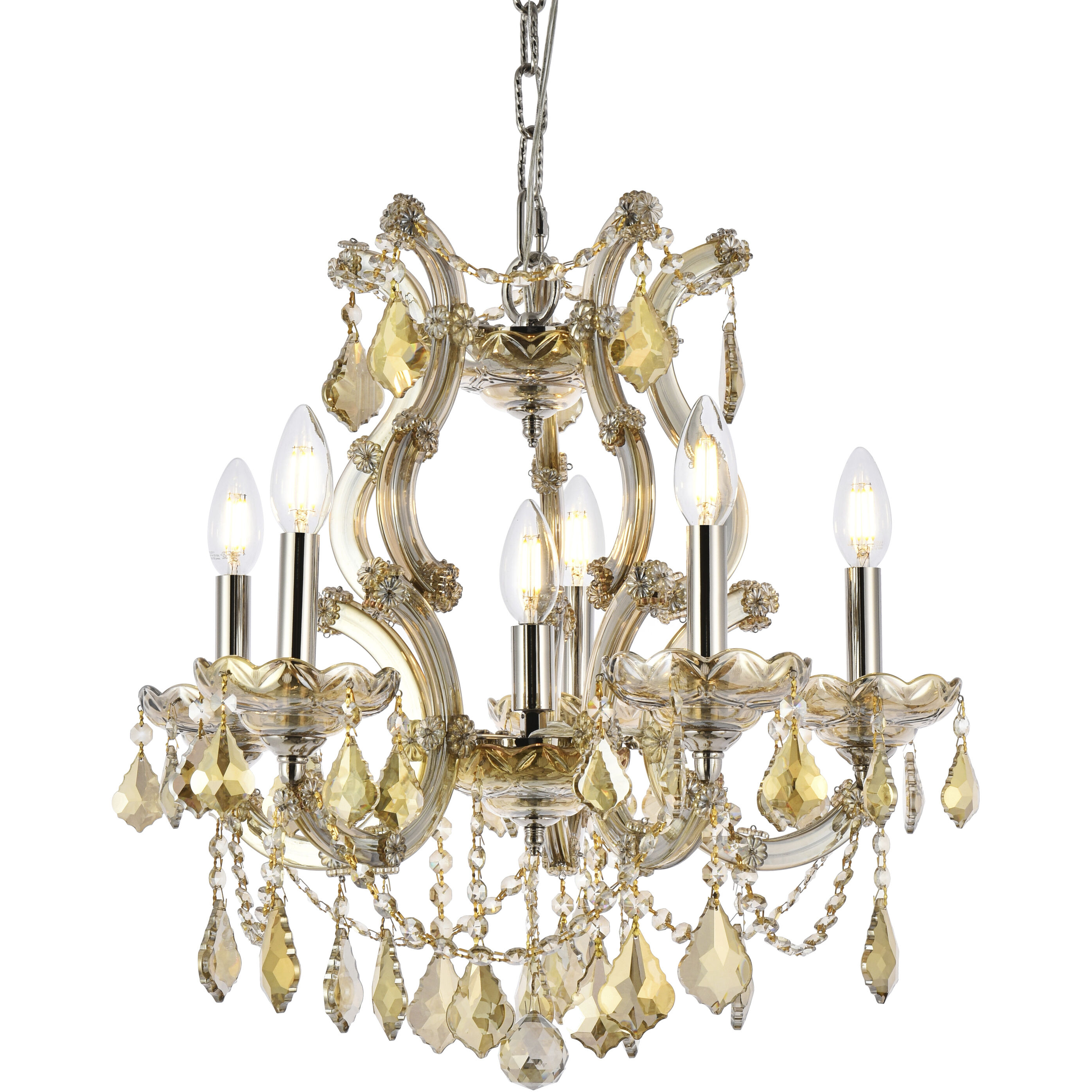 Maria Theresa 6 Light 20 inch Golden Teak Dining Chandelier Ceiling Light in Royal Cut