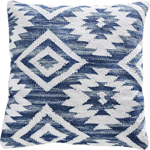 Serranos 20 X 5.5 inch Blue with White and Turquoise Accent Pillow