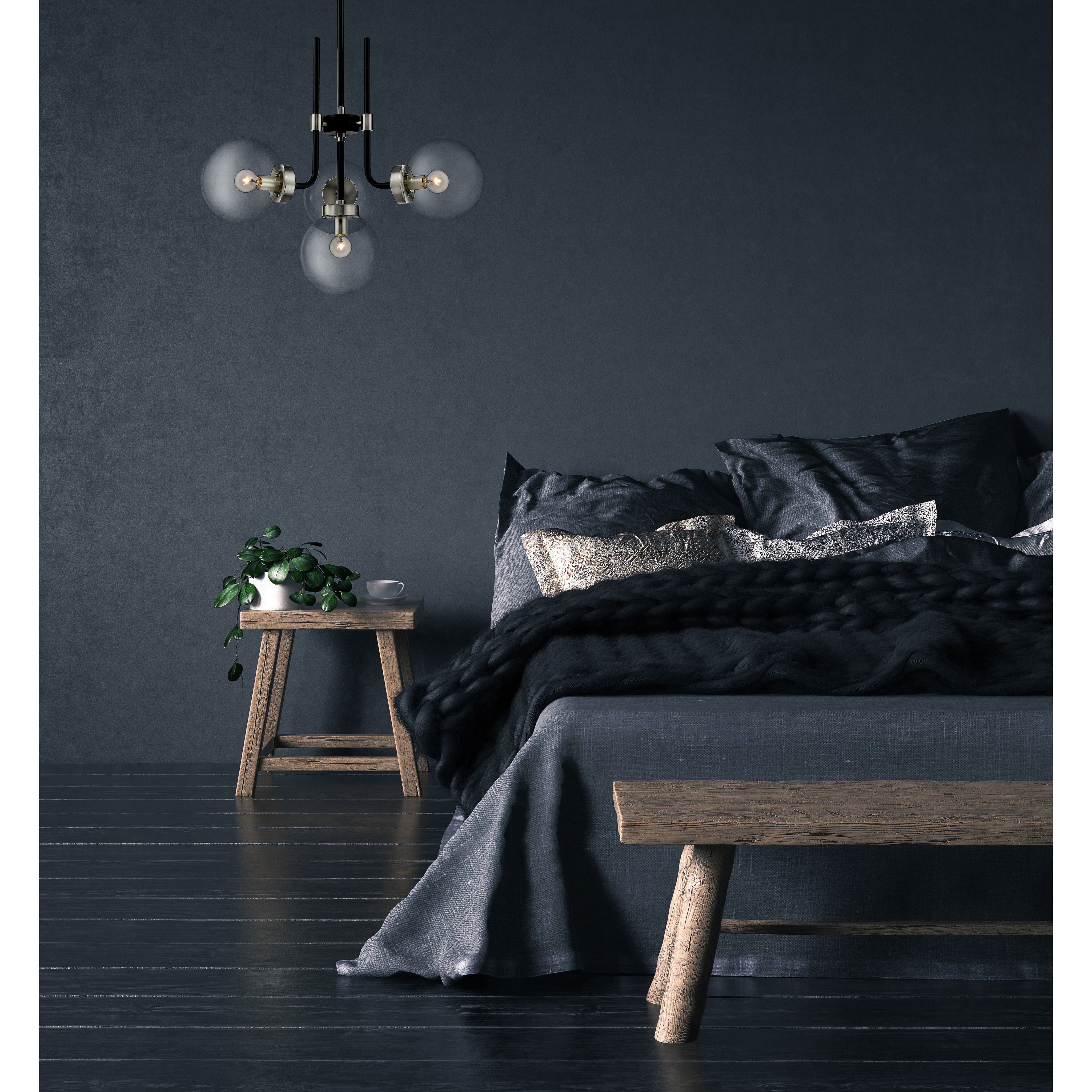 Parsons 4 Light 22 inch Matte Black and Brushed Nickel Chandelier Ceiling Light