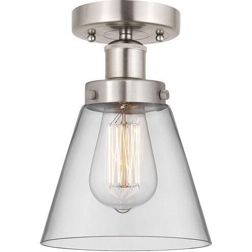 Cone 1 Light 6.5 inch Brushed Satin Nickel Semi-Flush Mount Ceiling Light