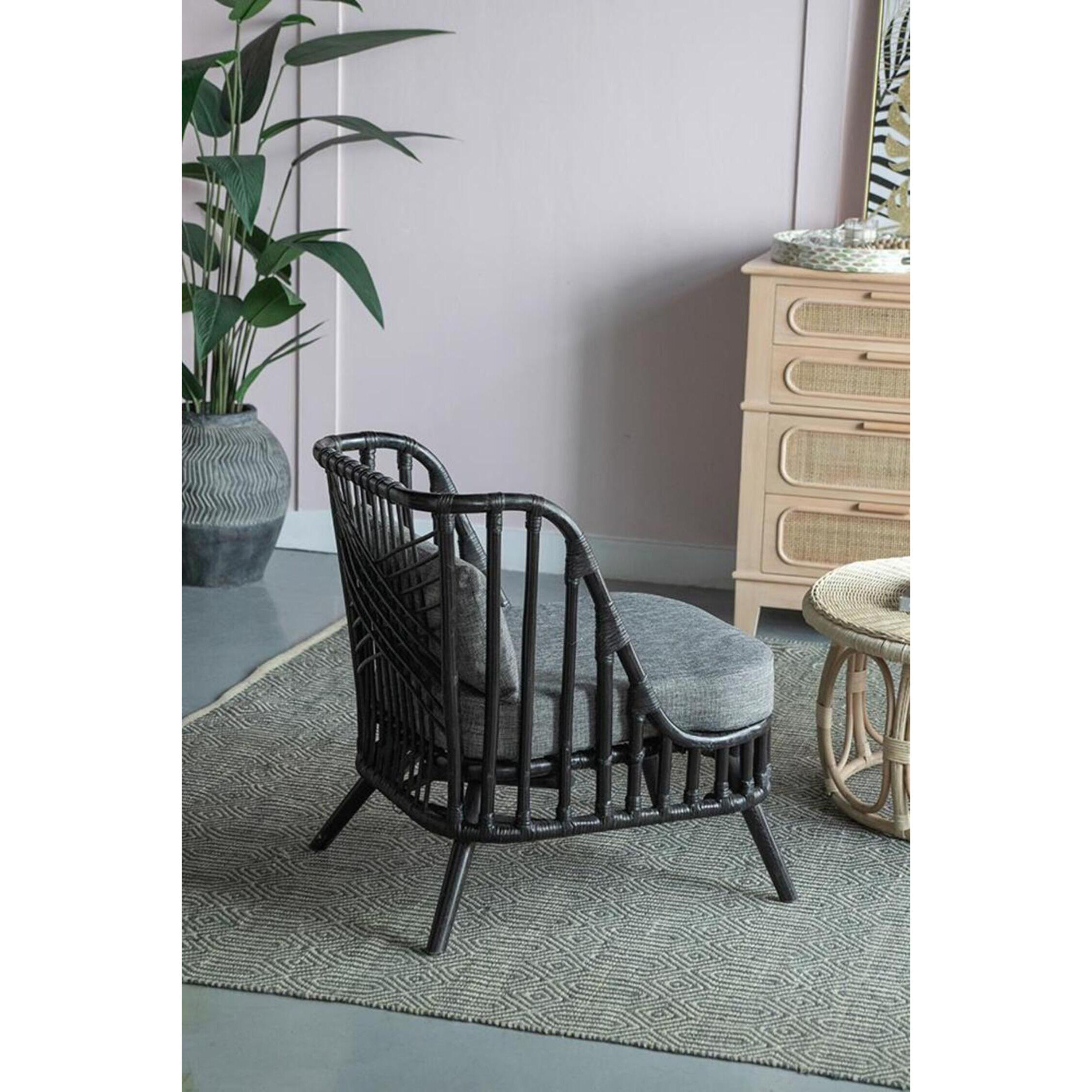 Pagar Natural and Grey Chair, With Cushion