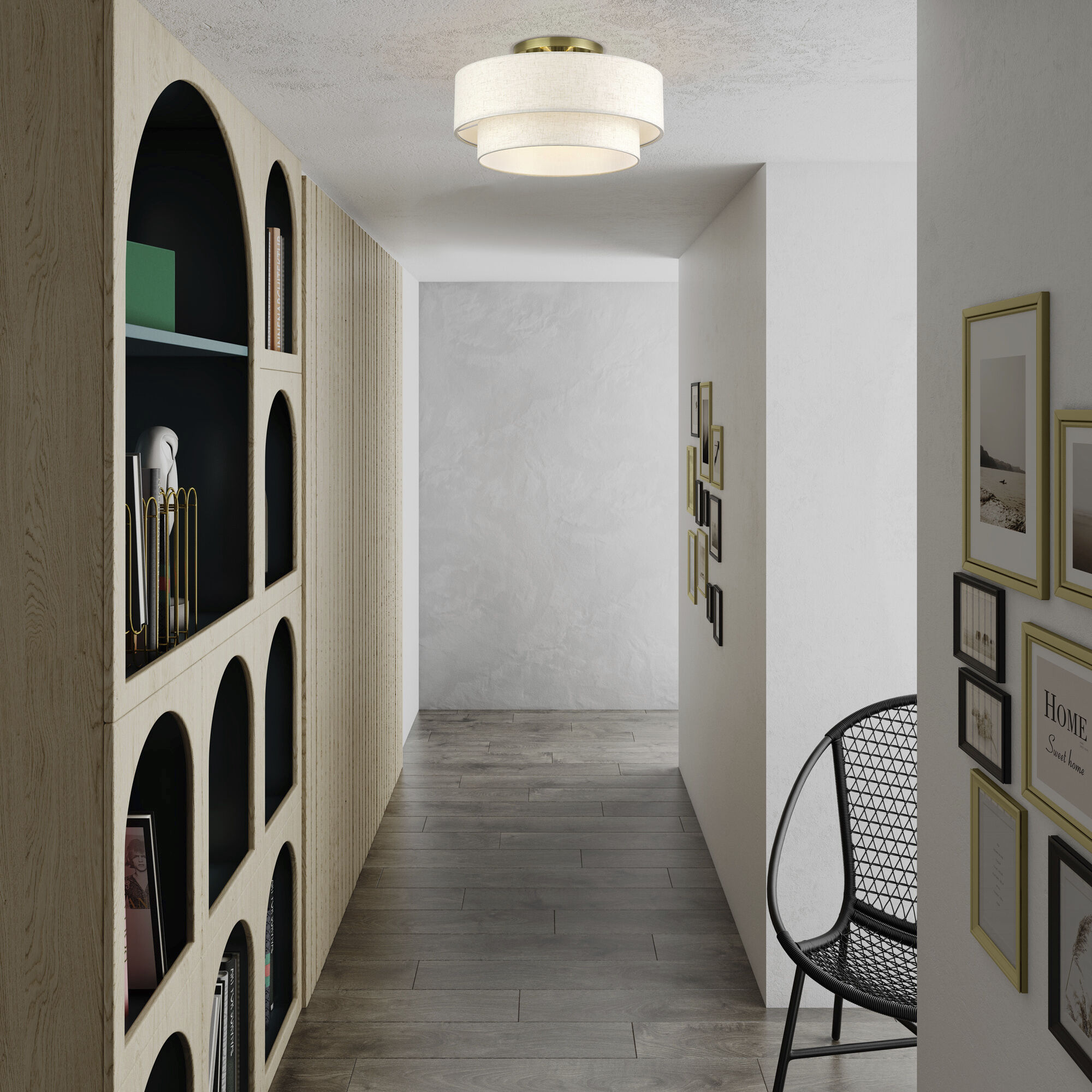 Manorwood 3 Light 18 inch Antique Brass Semi Flush Mount Ceiling Light, Large