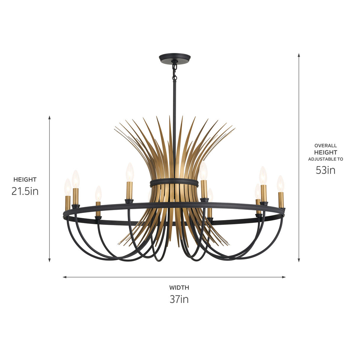 Homestead Baile 9 Light 37 inch Black Chandelier Ceiling Light, Baile