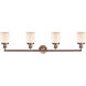 Franklin Restoration Small Bell LED 42 inch Antique Copper Bath Vanity Light Wall Light in Matte White Glass, Franklin Restoration