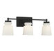 Contemporary 3 Light 24 inch Matte Black Vanity Light Wall Light