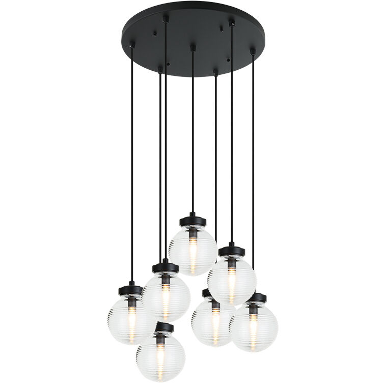 Ridge 7 Light 20.88 inch Matte Black Pendant Ceiling Light in Matte Black and Clear