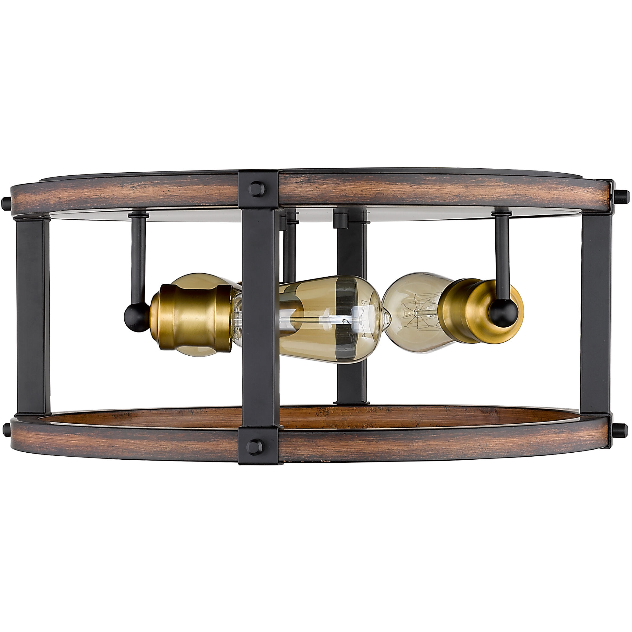 Kirkland 3 Light 16.25 inch Rustic Mahogany Flush Mount Ceiling Light