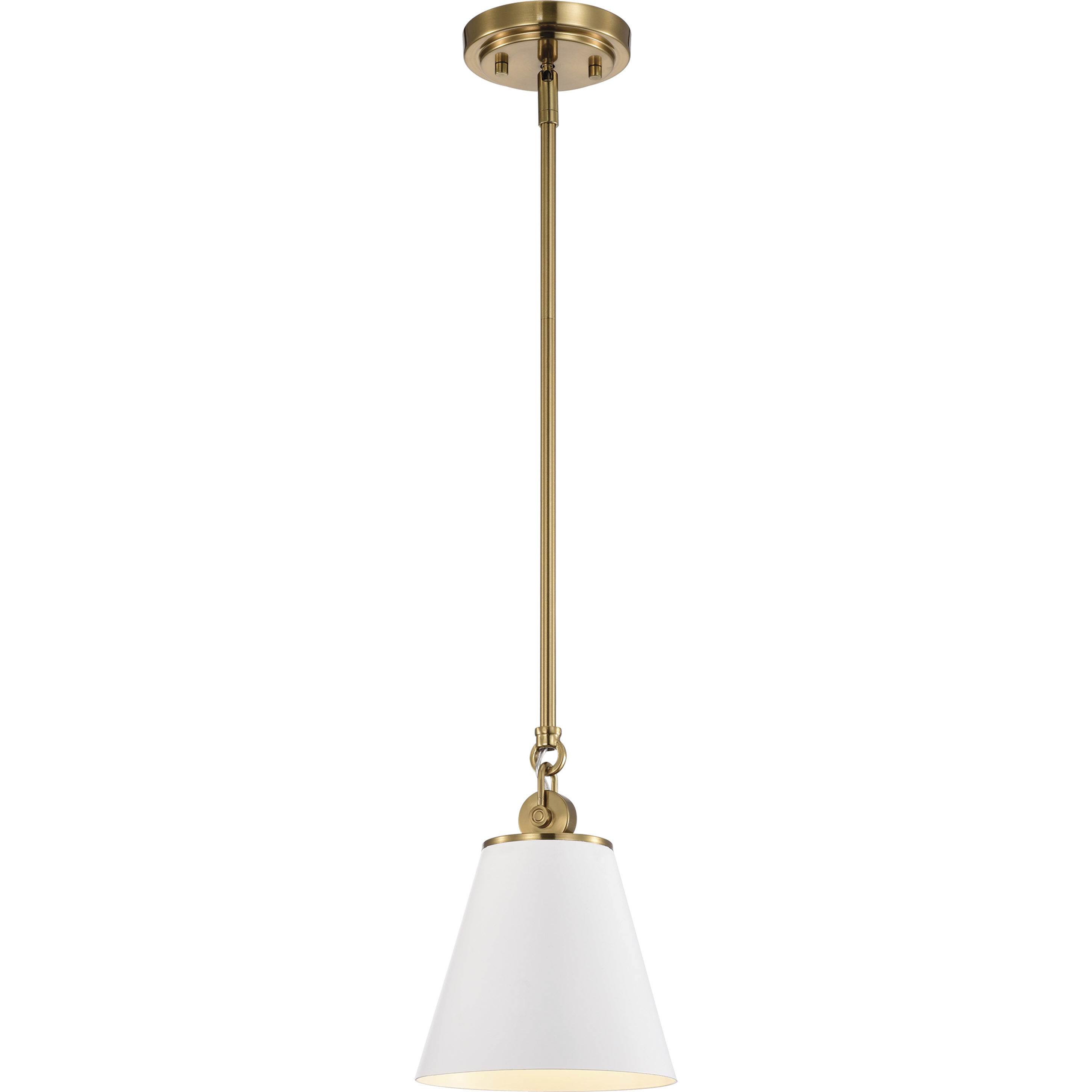 Dover 1 Light 7 inch White/Vintage Brass Pendant Ceiling Light