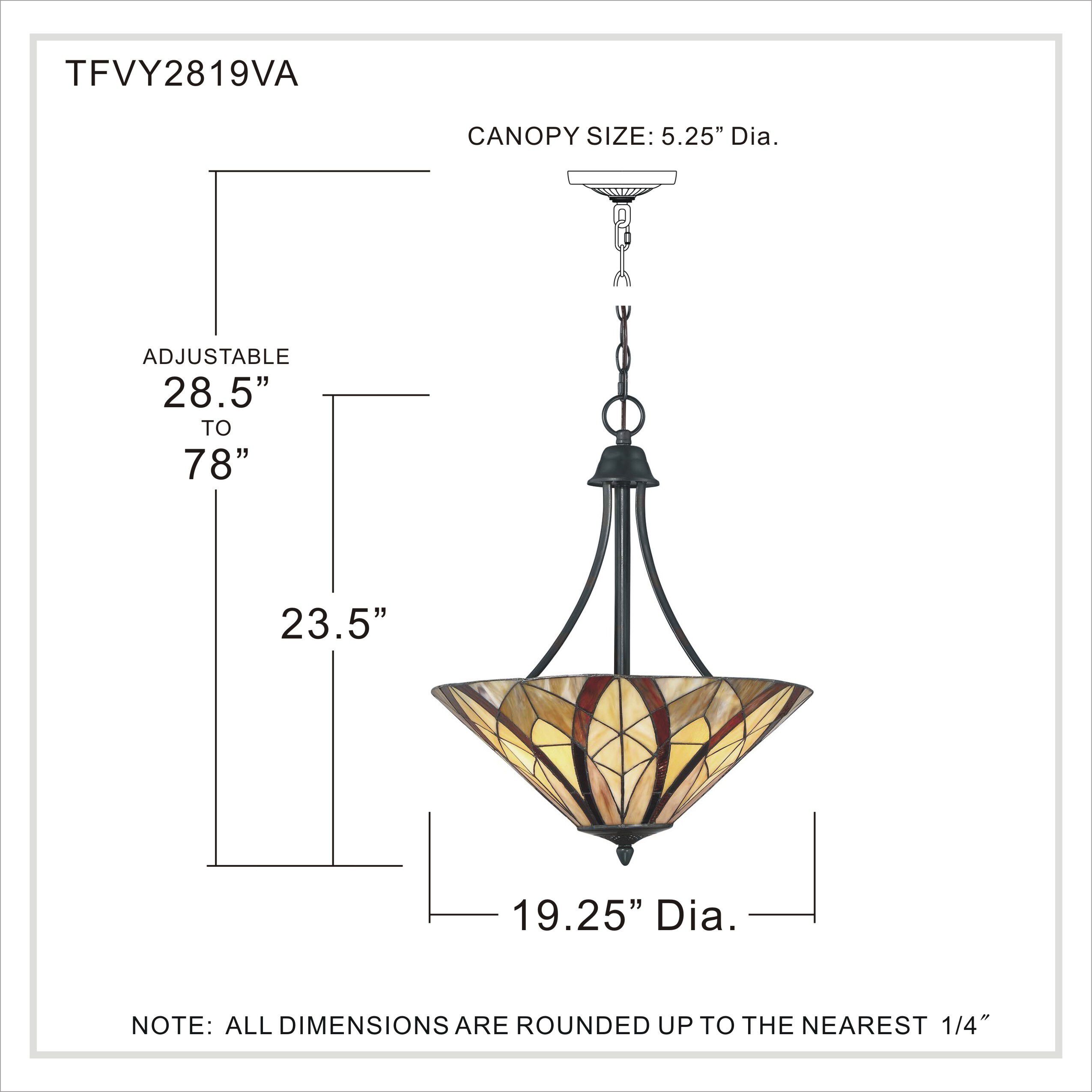 Victory 3 Light 19 inch Valiant Bronze Pendant Ceiling Light, Naturals