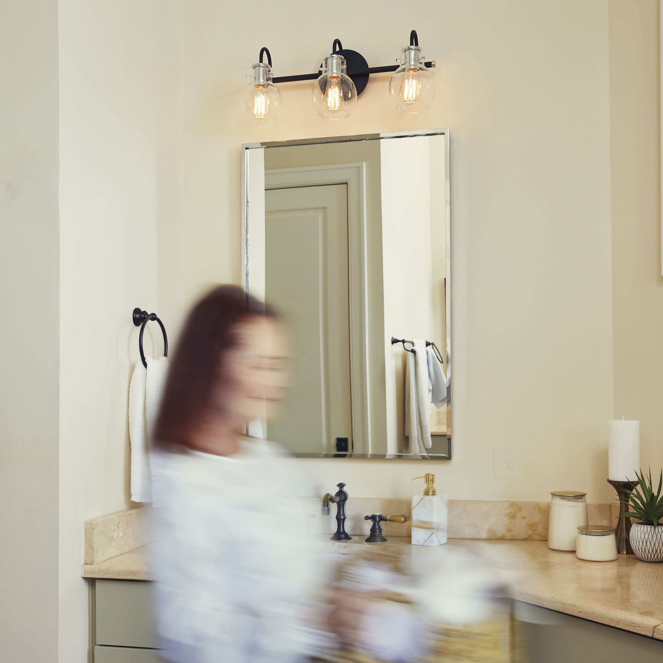 Andrews 3 Light 22 inch Earth Black Bath Light Wall Light, Large