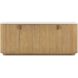 Arik Alder Wood and White Marble and Antique Brass 4 Door Cabinet