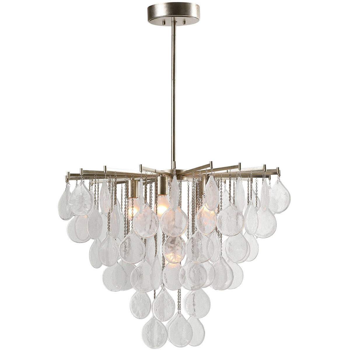 Goccia 6 Light 28.75 inch Rich Antique Bright Silver Leaf Pendant Ceiling Light