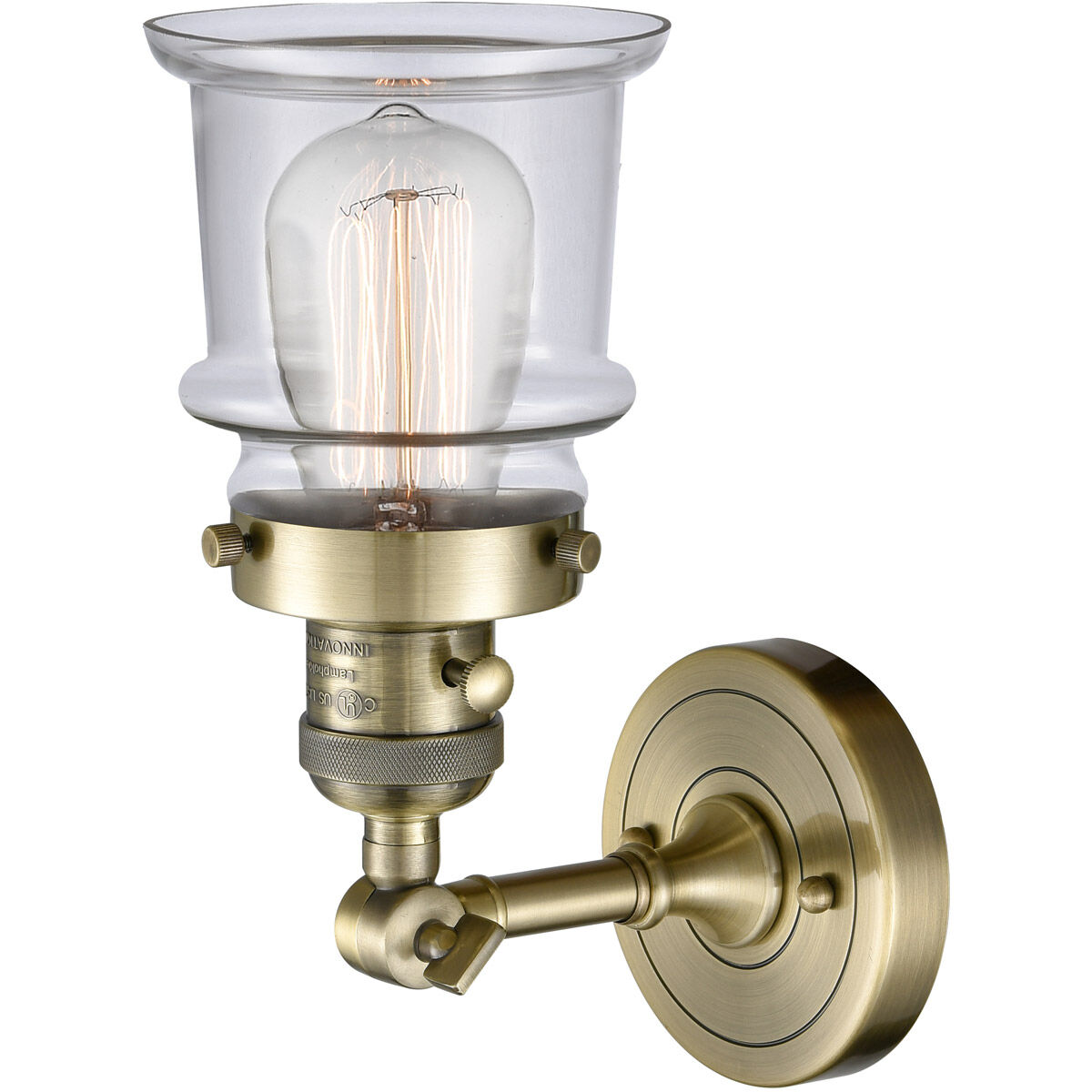 Franklin Restoration Small Canton LED 6.5 inch Antique Brass Sconce Wall Light in Clear Glass, Franklin Restoration