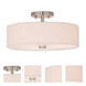 Meridian 3 Light 15 inch Brushed Nickel Semi-Flush Ceiling Light