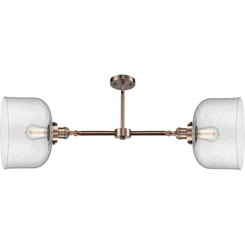 Franklin Restoration X-Large Bell LED 21 inch Antique Copper Chandelier Ceiling Light in Seedy Glass, Franklin Restoration
