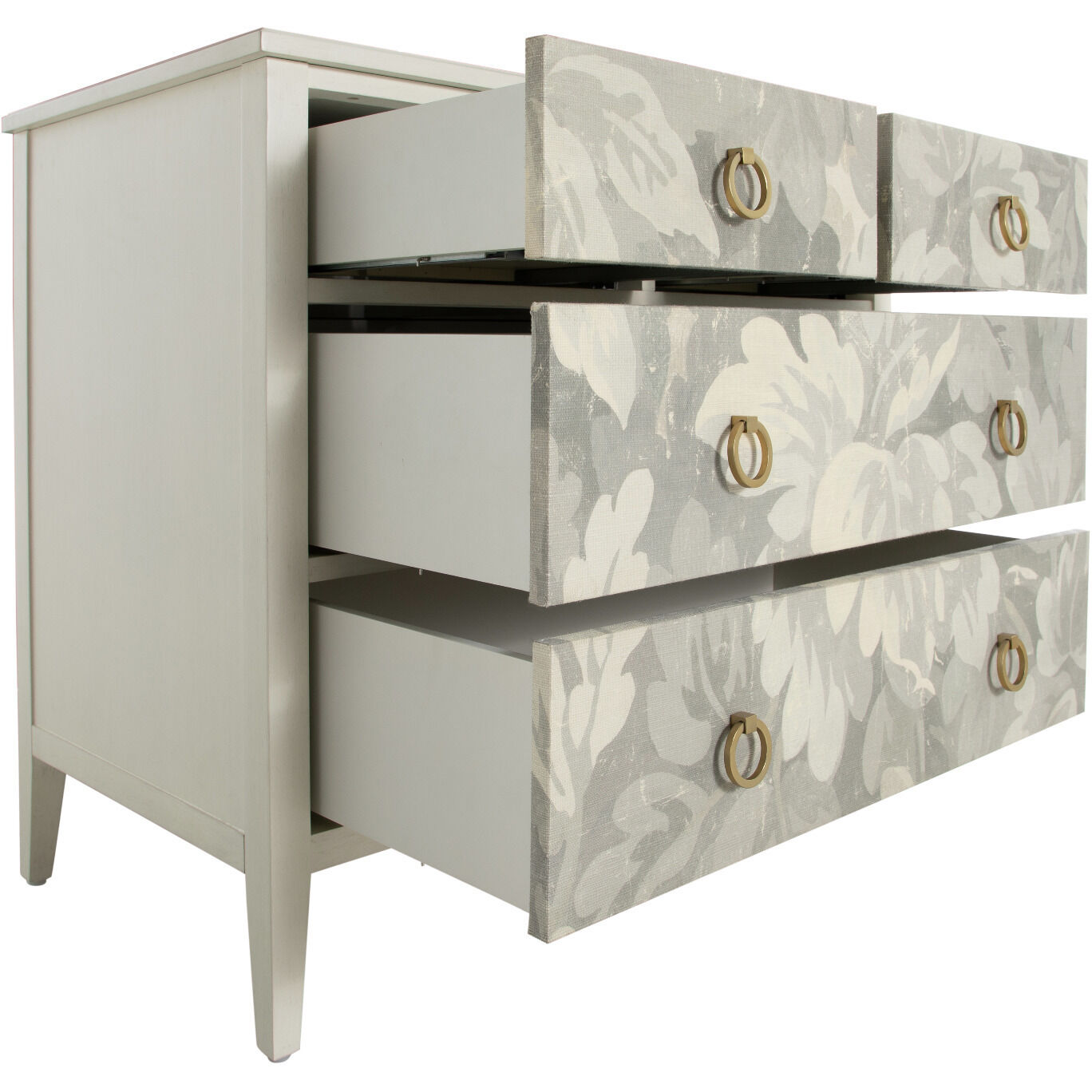 Easton Antique Painted White / Custom Printed Fabric / Antique Gold Chest