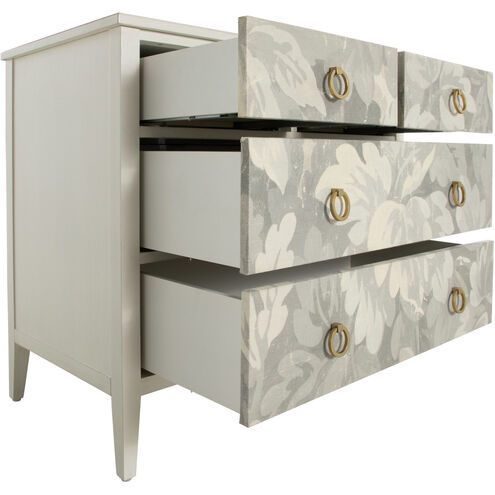 Easton Antique Painted White / Custom Printed Fabric / Antique Gold Chest