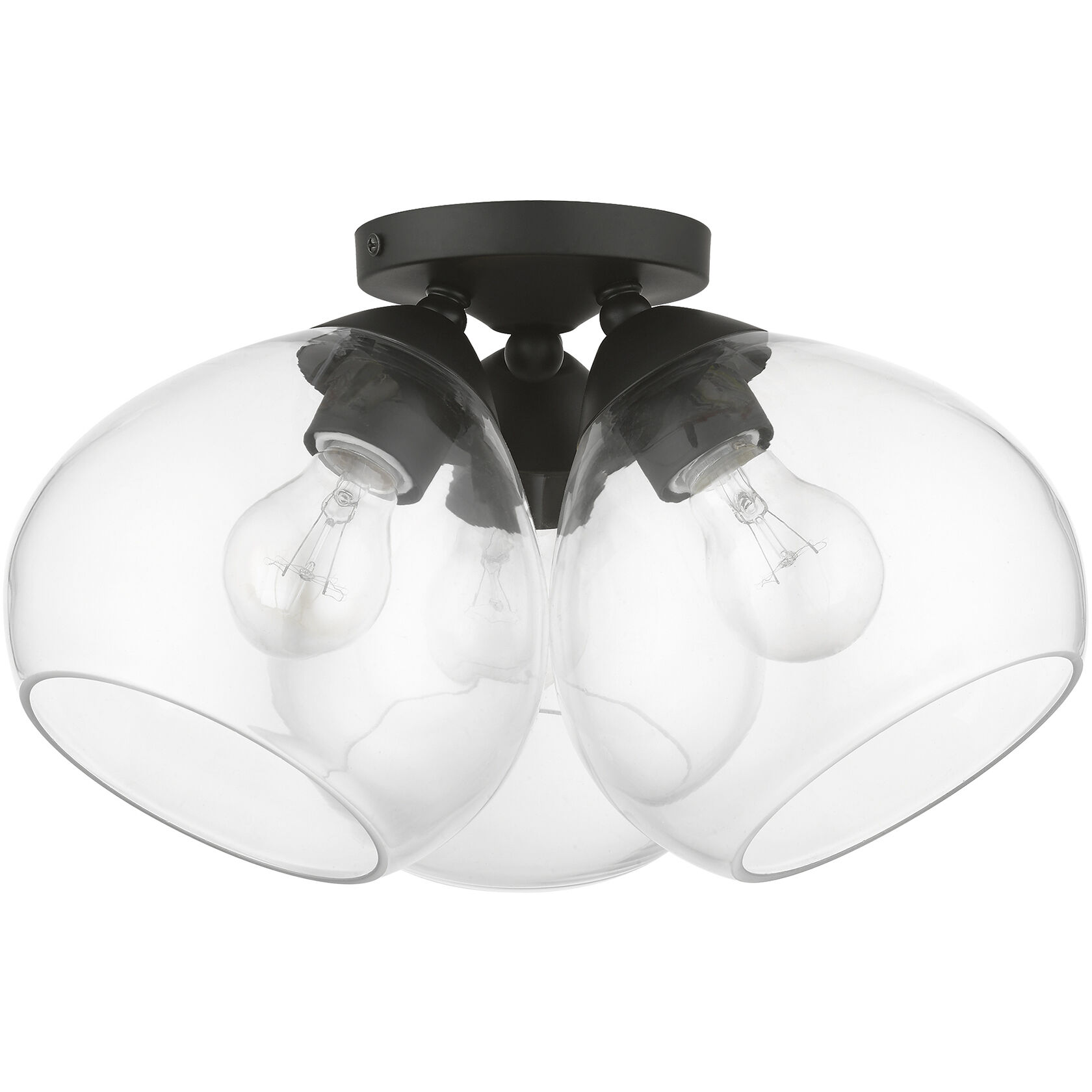 Catania 3 Light 16 inch Black Semi-Flush Ceiling Light