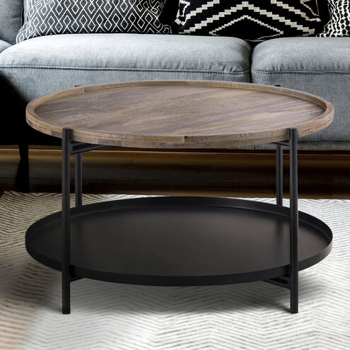 Calin 31.5 X 31.5 inch Black with Natural Wood Coffee Table