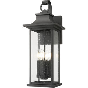 Tiberius 4 Light 24 inch Black Outdoor Wall Light in Clear Seedy Glass