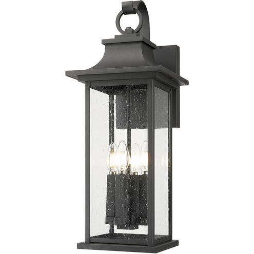 Tiberius 4 Light 24 inch Black Outdoor Wall Light in Clear Seedy Glass