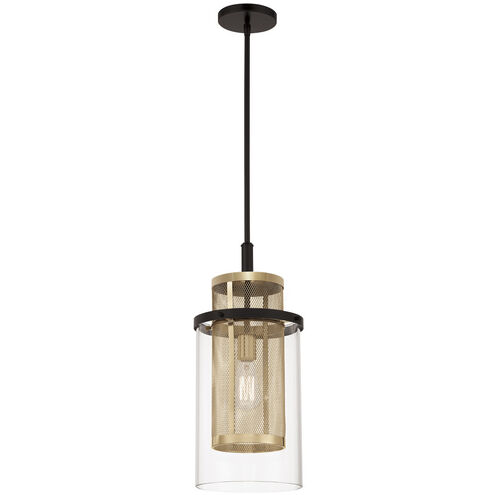 Soho 1 Light 9.5 inch Coal And Soft Brass Mini Pendant Ceiling Light