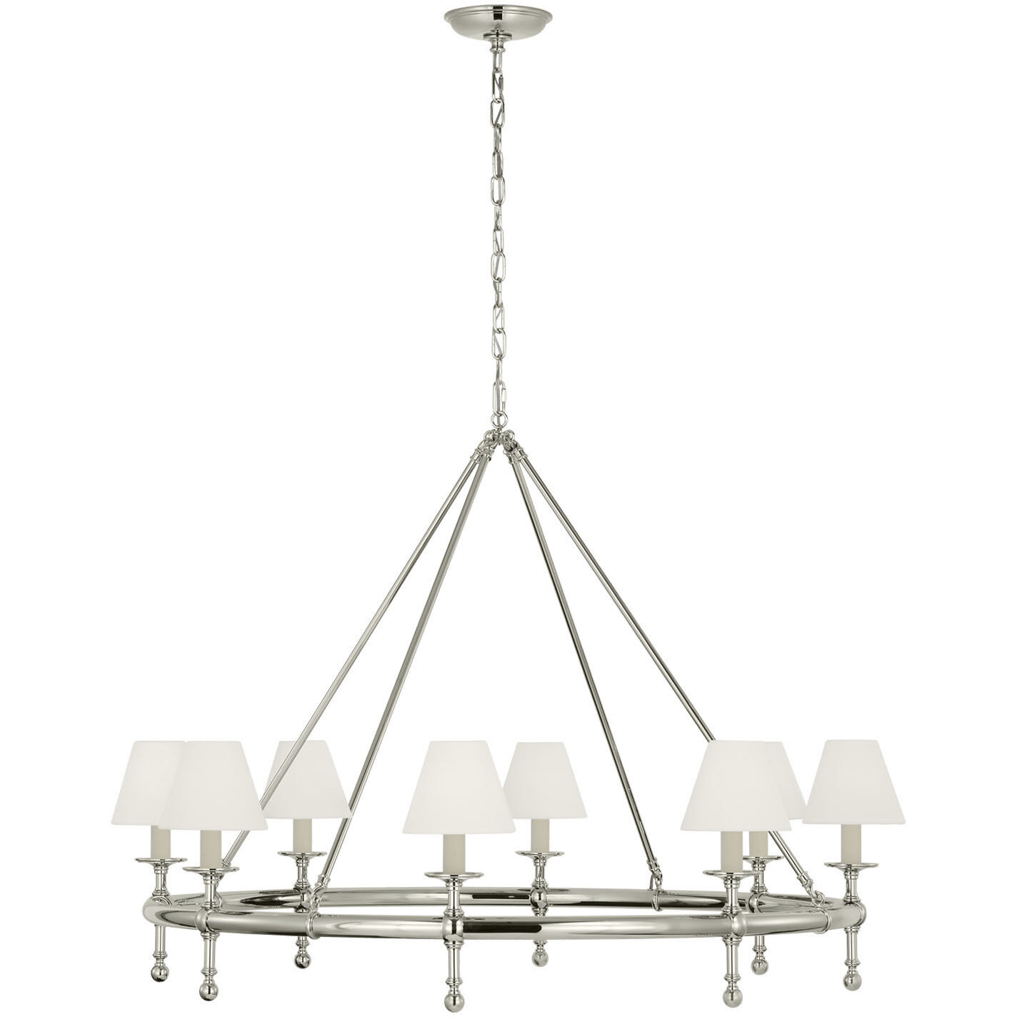Chapman & Myers Classic LED 44 inch Polished Nickel Ring Chandelier Ceiling Light
