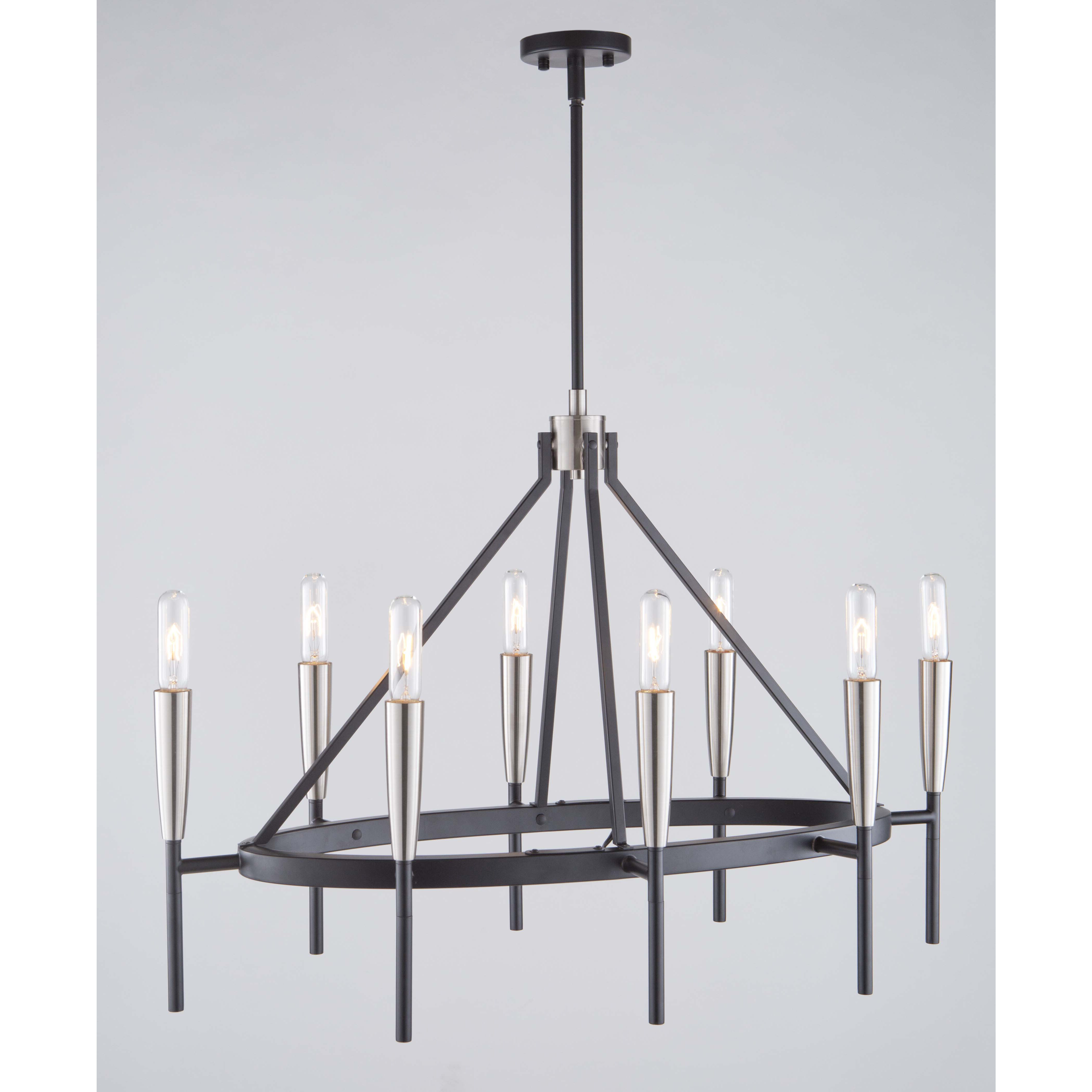 Flute 8 Light 18 inch Matte Black and Satin Nickel Up Chandelier Ceiling Light