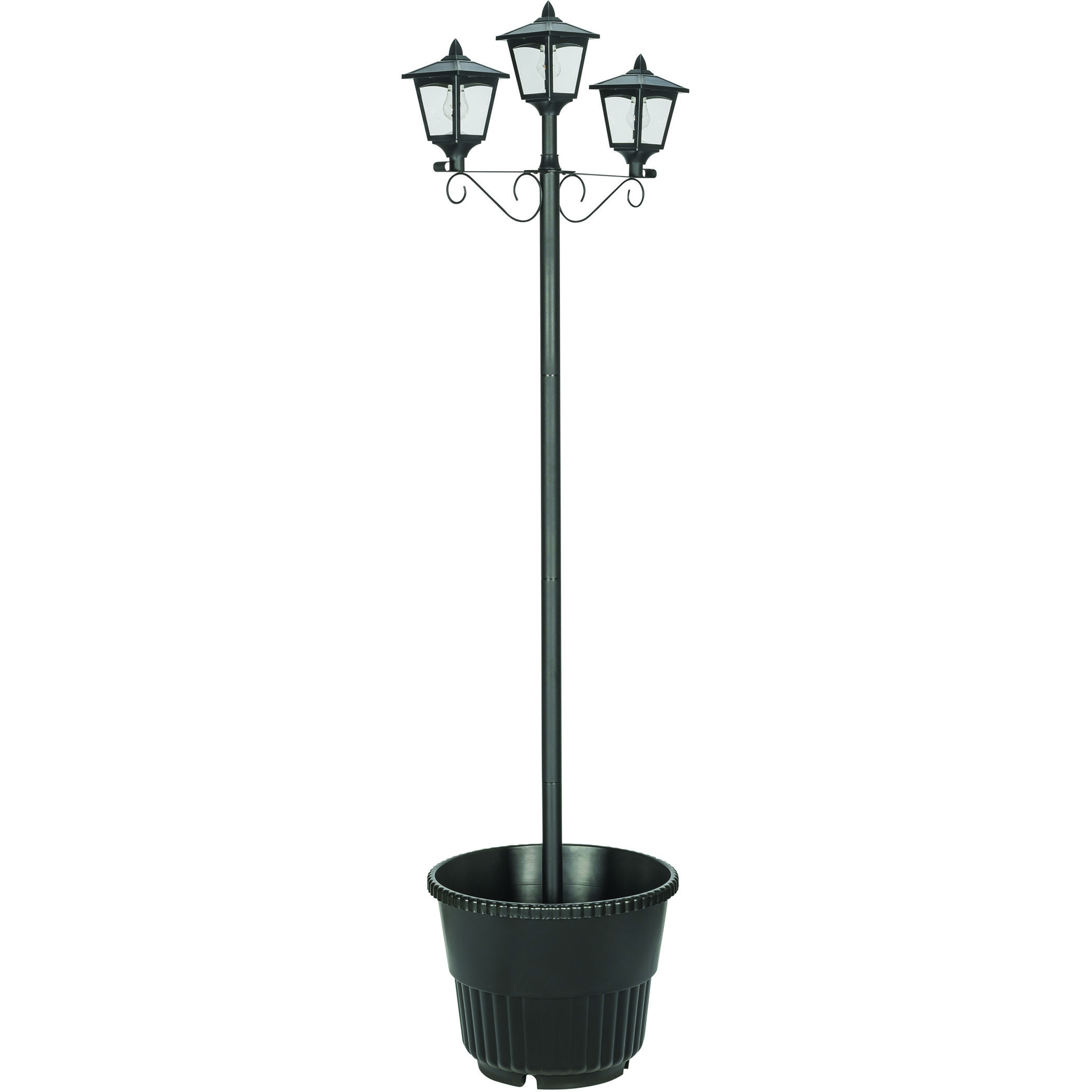 Triple Head 3 Light 78.5 inch Black Post Light, Solar