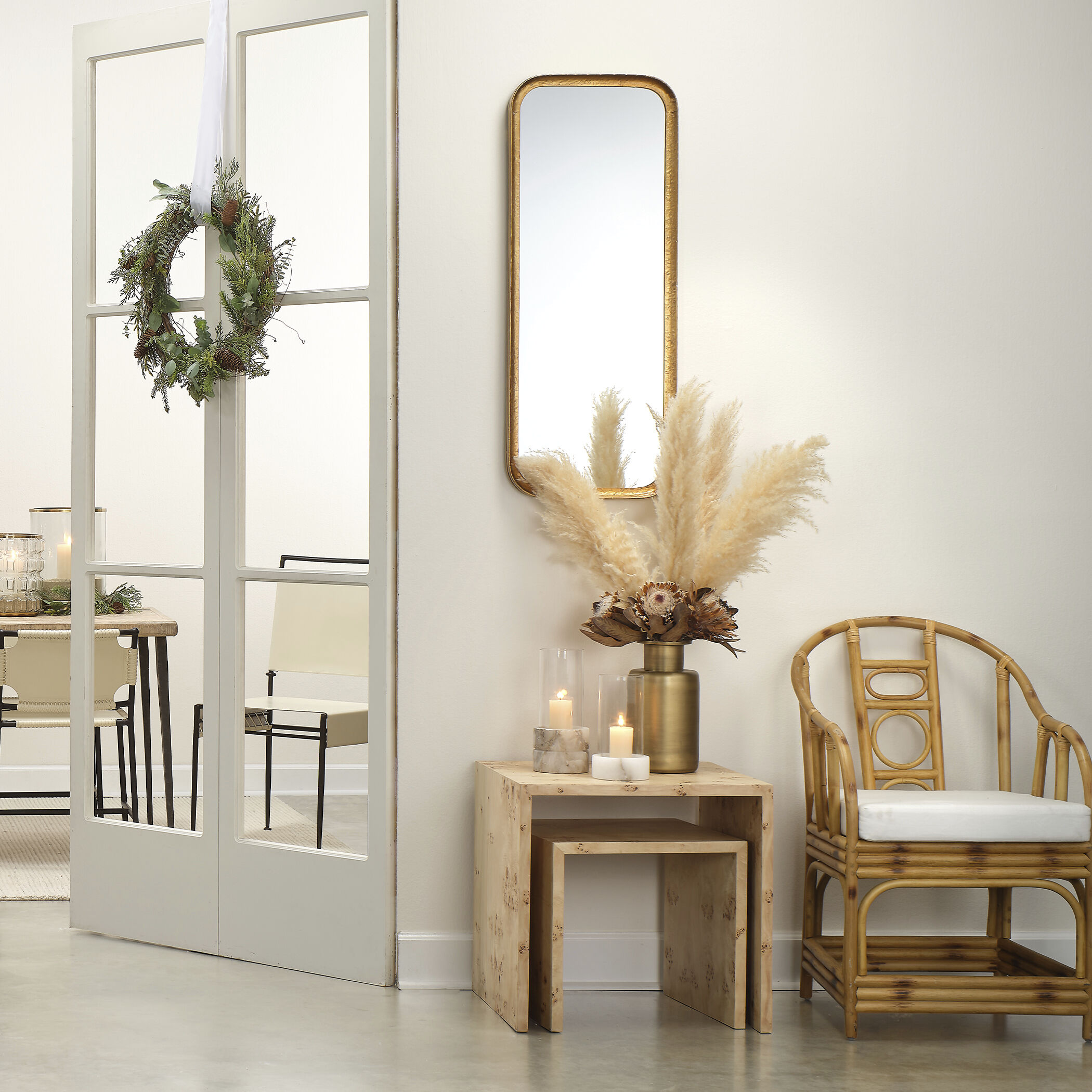 Bedford Nesting Tables in Natural Burl Wood, Set of 2