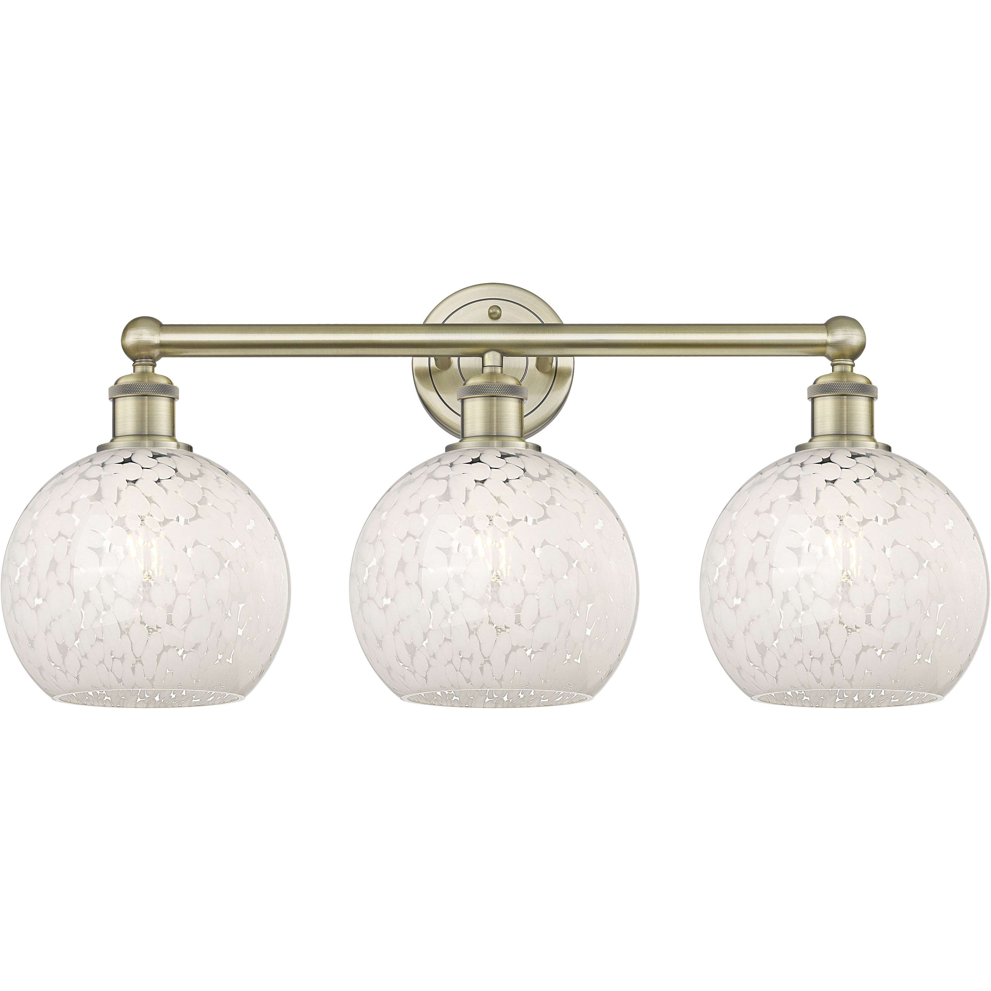 Edison White Mouchette 3 Light 26 inch Antique Brass Bath Vanity Light Wall Light