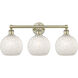 Edison White Mouchette 3 Light 26 inch Antique Brass Bath Vanity Light Wall Light
