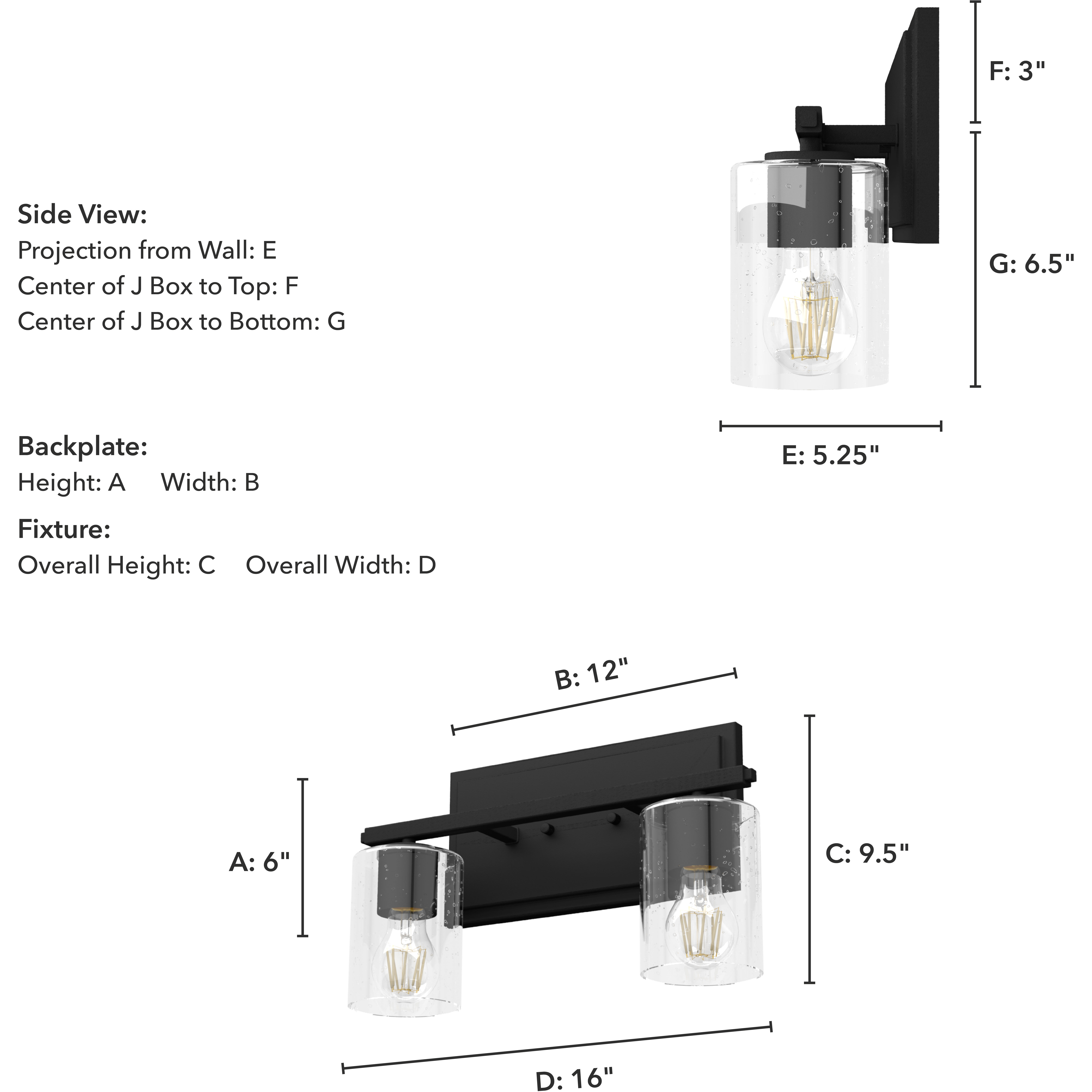 Kerrison 2 Light 16 inch Natural Black Iron Vanity Light Wall Light
