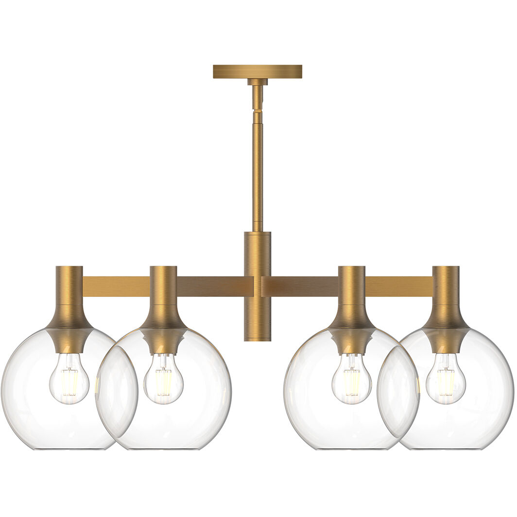 Alora Mood Castilla 6 Light 29.5 inch Aged Gold Chandelier Ceiling Light in Clear Glass