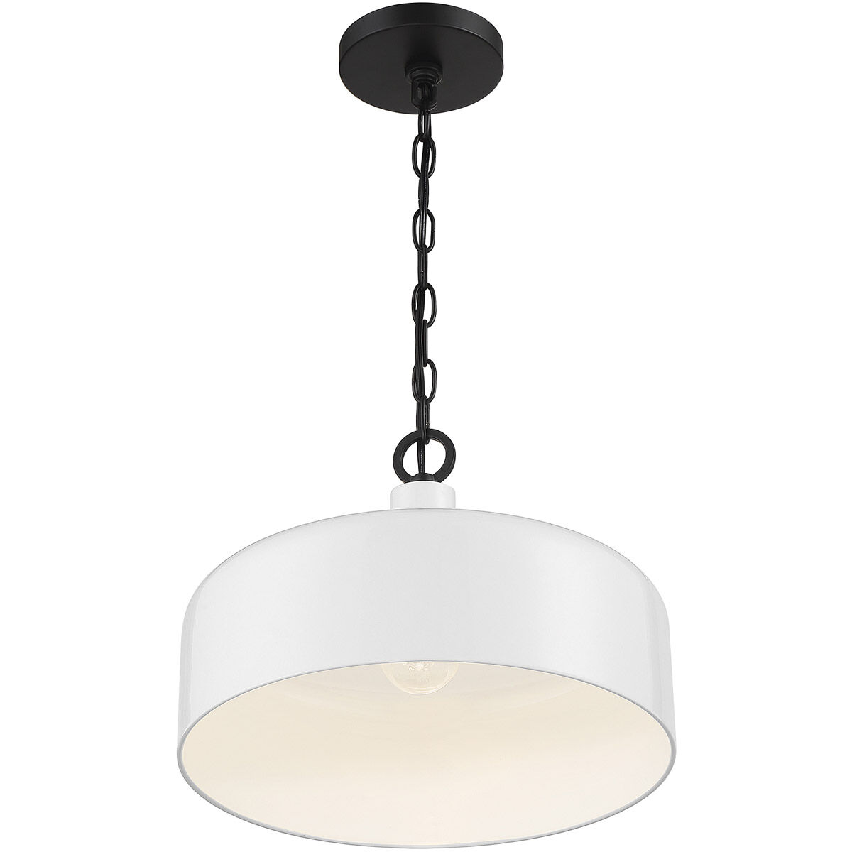 Farmhouse 1 Light 14 inch White with Black Pendant Ceiling Light