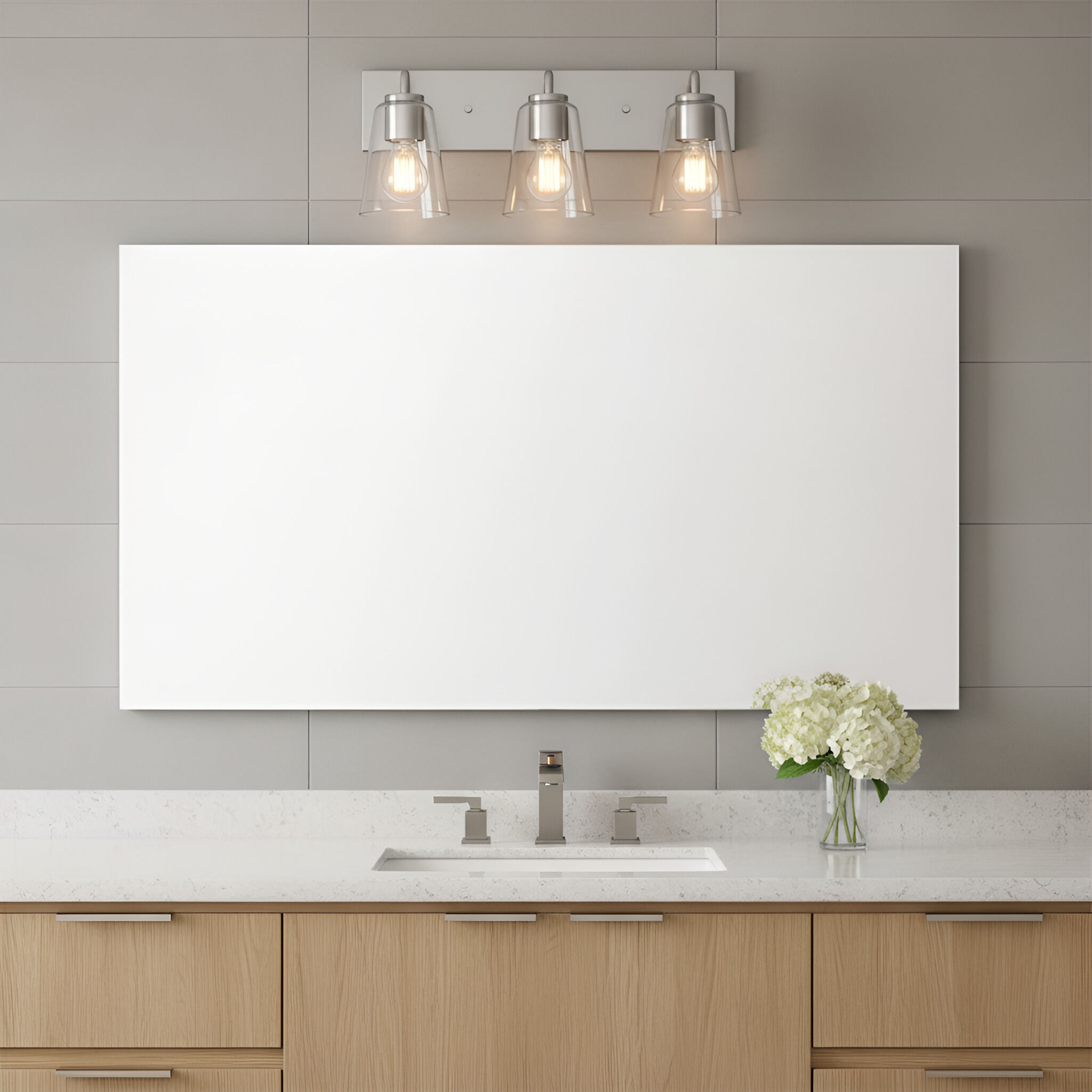 Miles 3 Light 18 inch Brushed Nickel Vanity Light Wall Light, Large