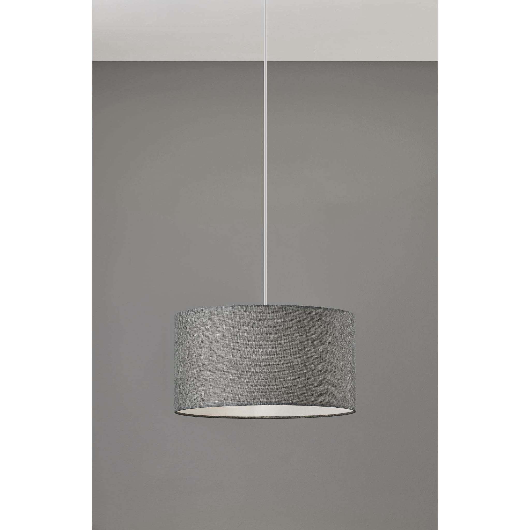 Harvest 1 Light 15 inch Grey Textured Fabric Drum Pendant Ceiling Light