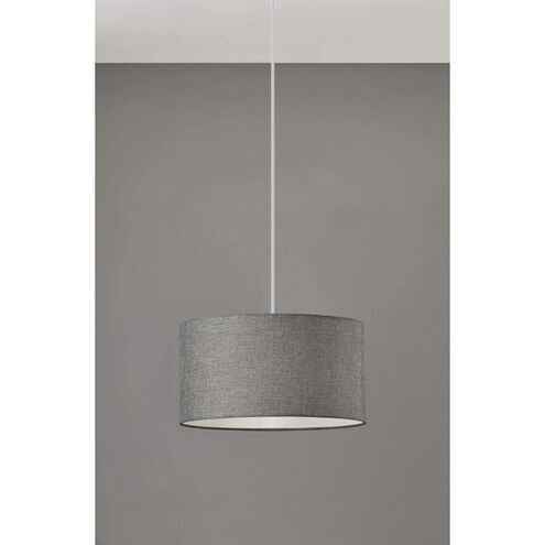 Harvest 1 Light 15 inch Grey Textured Fabric Drum Pendant Ceiling Light