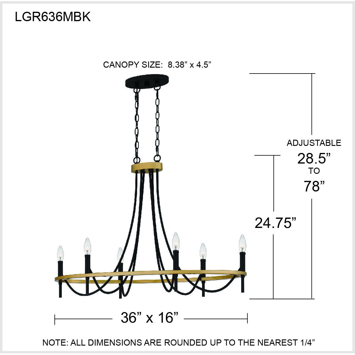 Legare 6 Light 36 inch Matte Black Island Light Ceiling Light