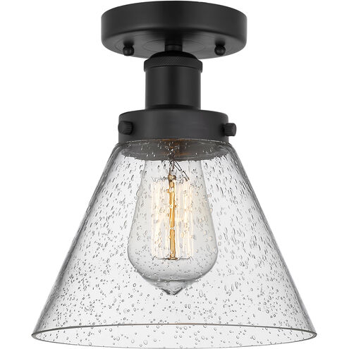 Cone 1 Light 7.75 inch Matte Black Semi-Flush Mount Ceiling Light