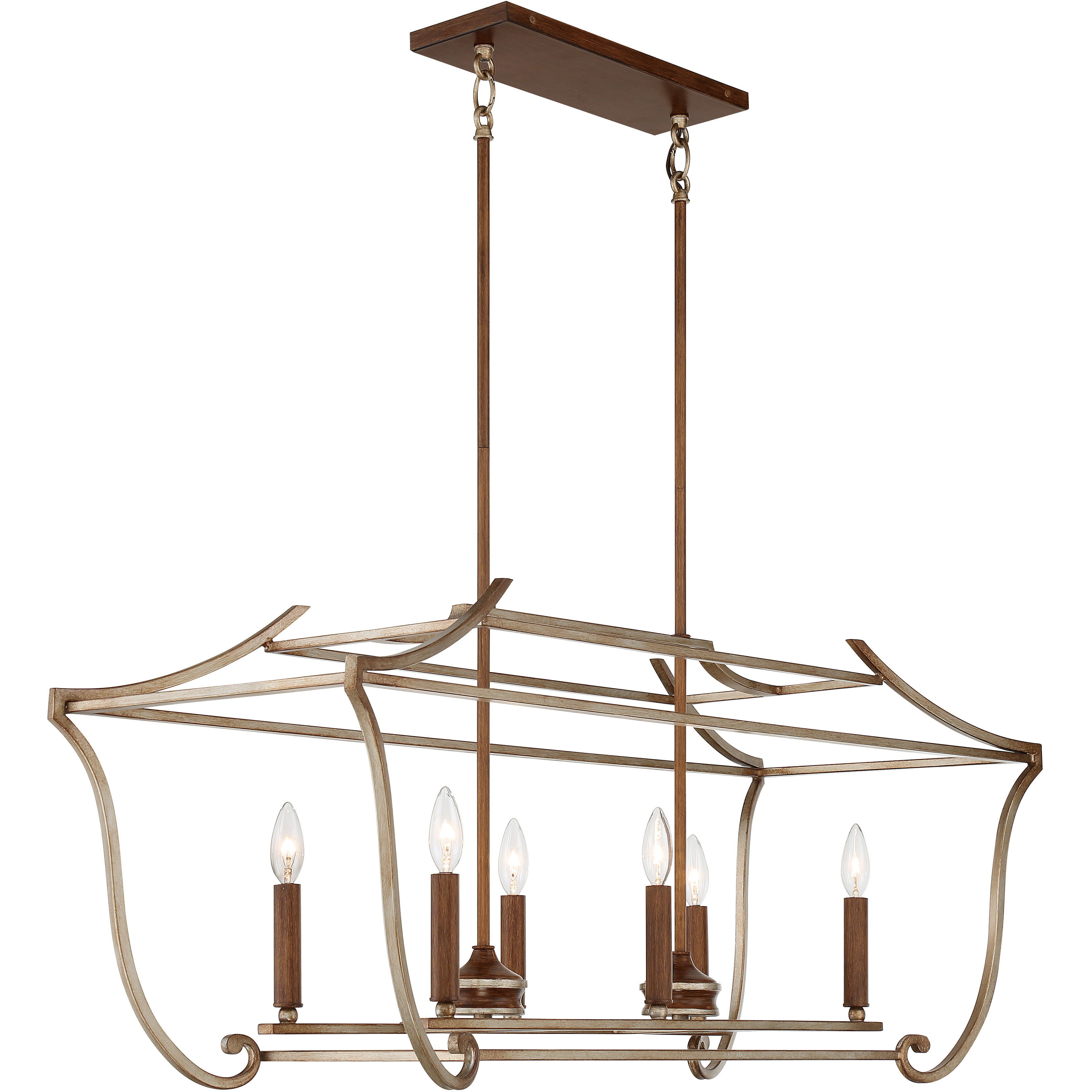 Magnolia Manor 6 Light 42.13 inch Pale Gold with Distressed Bronze Island Light Ceiling Light