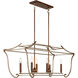 Magnolia Manor 6 Light 42.13 inch Pale Gold with Distressed Bronze Island Light Ceiling Light