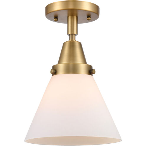 Franklin Restoration X-Large Cone LED 12 inch Brushed Brass Flush Mount Ceiling Light in Matte White Glass