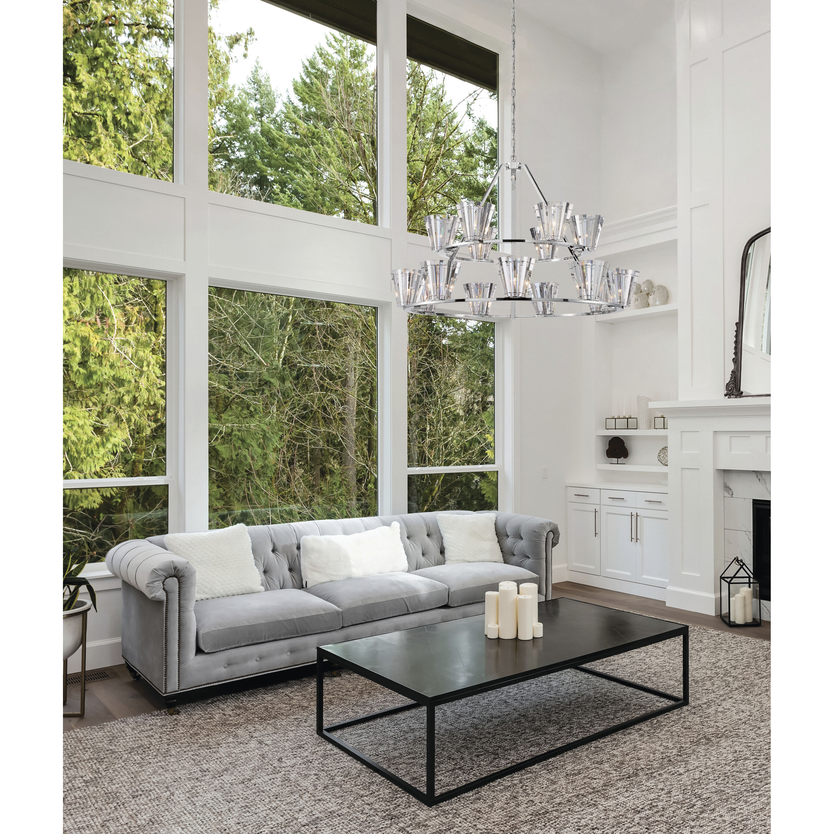 Ricca 15 Light 50.5 inch Chrome Chandelier Ceiling Light