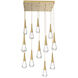 Rain Drop LED Gilded Brass Chandelier Ceiling Light, Multi-Port