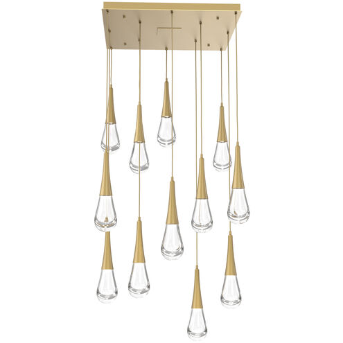 Rain Drop LED Gilded Brass Chandelier Ceiling Light, Multi-Port