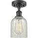 Edison Caledonia 1 Light 5 inch Matte Black Semi-Flush Mount Ceiling Light in Mouchette Glass