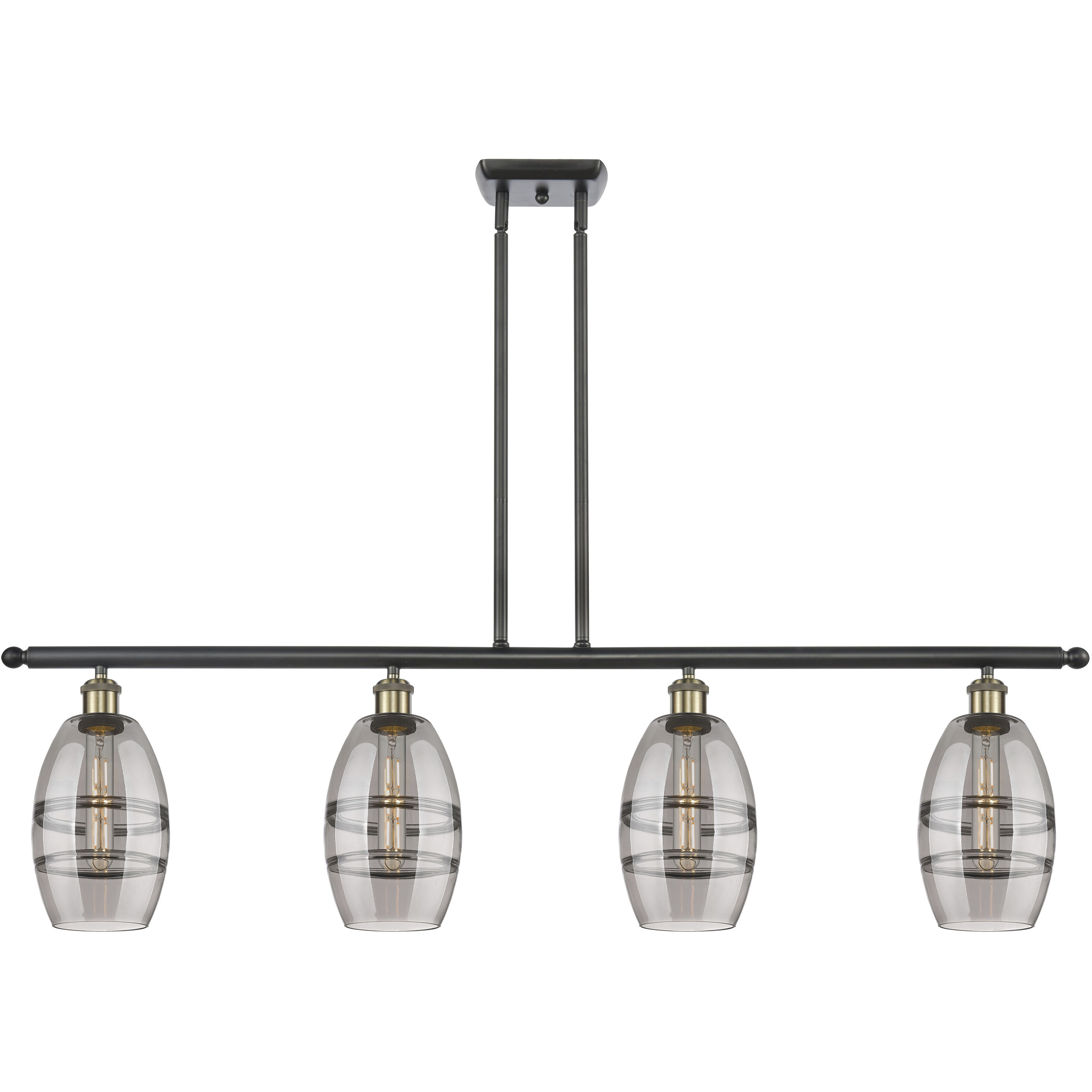 Ballston Vaz 4 Light 48 inch Black Antique Brass Stem Hung Island Light Ceiling Light