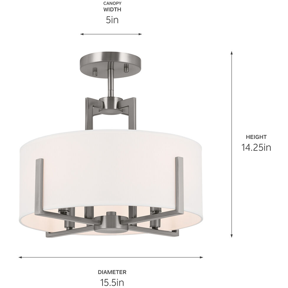 Malen LED 15.5 inch Classic Pewter Semi Flush Mount Ceiling Light